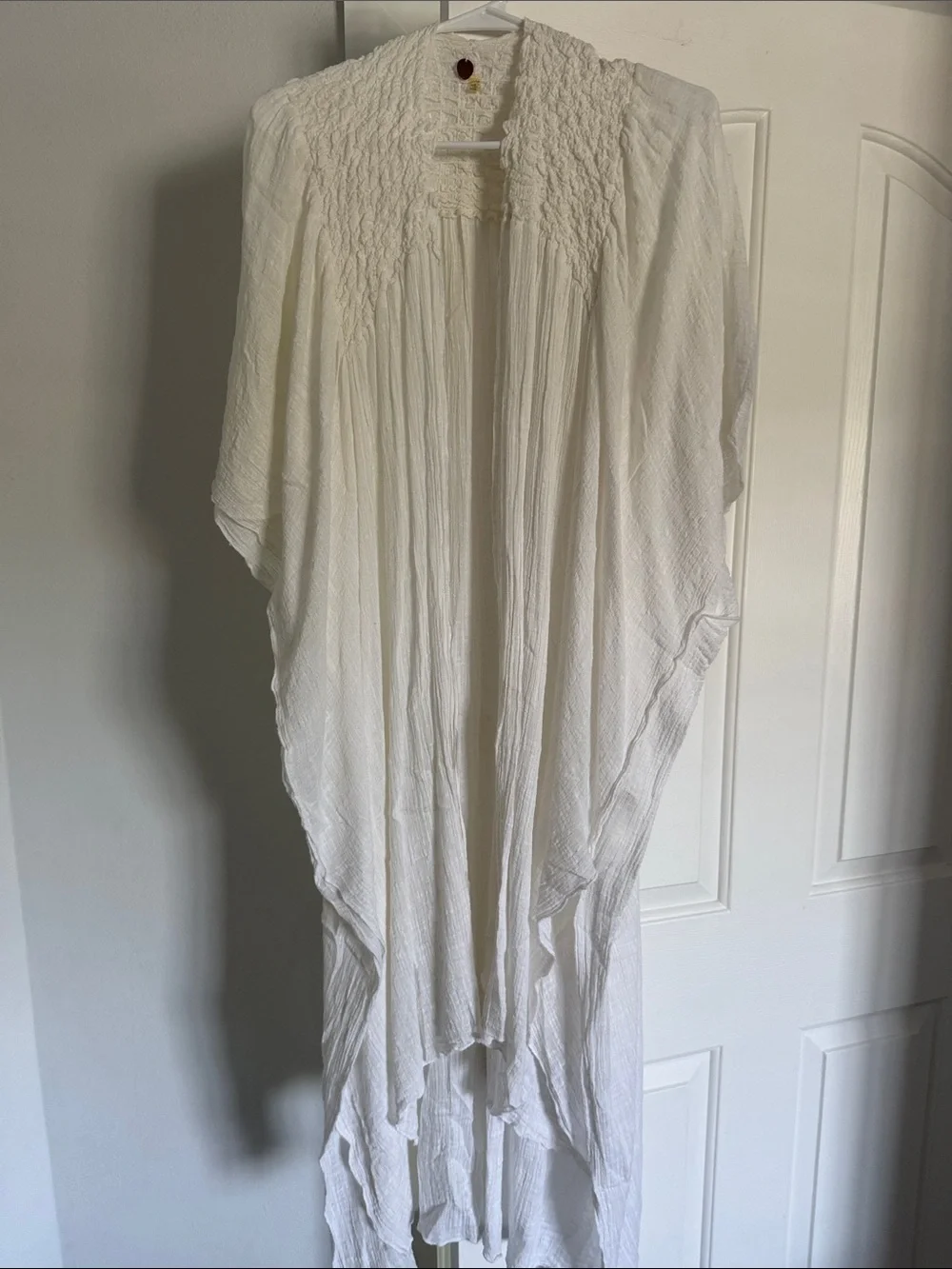 Free People White Women's Smocked Open-Front Cover up
